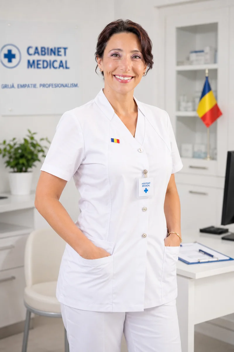 Emanuela Neculai in her years as a nurse, in a medical clinic
